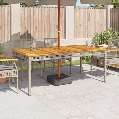 vidaXL - Tuintafel - 180x90x75 - cm - poly - rattan - en - acaciahout - grijs
