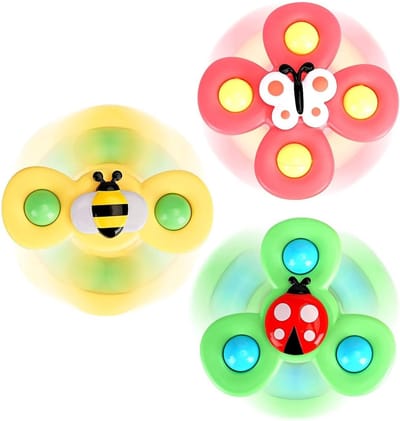 3 Stuks Insecten Zuignap Spinner Speelgoed voor Baby - Lieveheersbeestje Bij Vlinder Zintuiglijk Fidget Speelgoed - Montessori Pop It Siliconen Bijtspeelgoed - Peuter Bad Eetstoel Raam Reisspeelgoed 1-3 Jaar