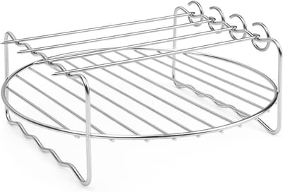Multifunctionele RVS Frituuraccessoires 20 x 20 cm, Stapelbare Dehydrator Stand, Dubbele Laag Spit Rack met Hoge Voet Ontwerp voor Efficiënt Koken