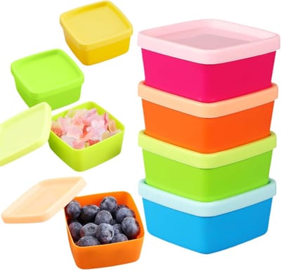 Set van 8 Herbruikbare Plastic Vriezerdozen met Deksel - Kleine Voedselcontainers voor Sauzen, Dips en Specerijen, Ideaal voor Opslag en Versheid