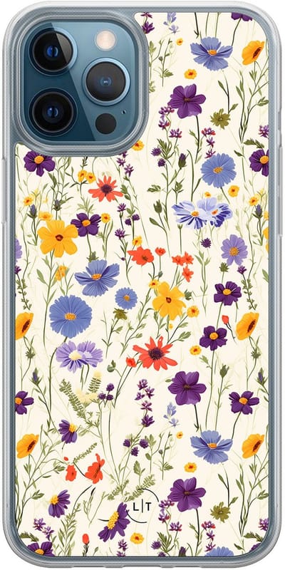 Hoesje geschikt voor iPhone 12 - Wildflowers - 2in1 backcover - Bloemen - Multi - Leuke Telefoonhoesjes