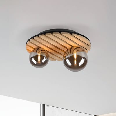 JUST LIGHT. GmbH JUST LIGHT. Groene Stika plafondlamp, rond, 2-lamps, hout