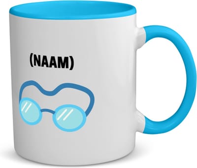 Akyol - duikbril met je eigen naam koffiemok - theemok - blauw - Zwemmen - sport liefhebbers - mensen die houden van zwemmen - zwemdiploma - zwemcadeau - verjaardagscadeau - verjaardag - cadeau - kado - geschenk - gift - 350 ML inhoud