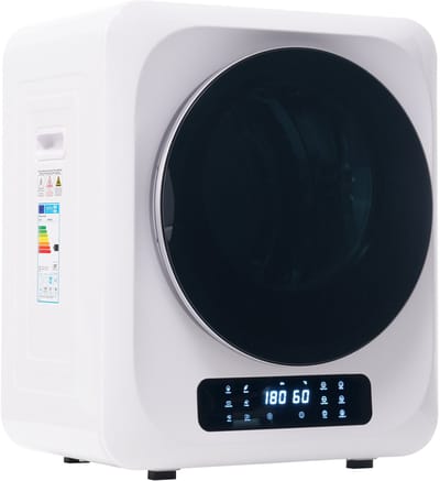 Mini Wasdroger - Compacte Afvoerdroger - Met UV Desinfectie - 6 Droogprogramma's - 850W Vermogen - Wandmontage Voor Kleine Badkamer - 4kg Capaciteit