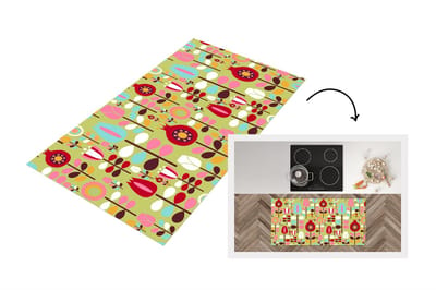 Keukenloper 120x60 cm - Keukenmat vinyl Patronen - Bloemen - Kleuren - Keukenmatten loper - Keuken vloerkleed tapijt