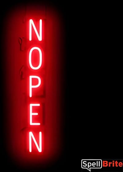 N O P E N - Lichtreclame Neon LED bord verlicht | SpellBrite | 15 x 105 cm | 6 Dimstanden - 8 Lichtanimaties | Reclamebord neon verlichting