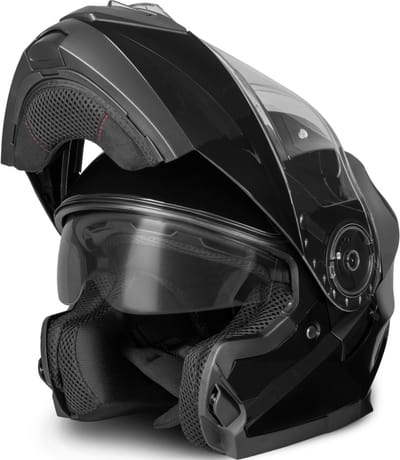 VINZ Santos Systeemhelm met Zonnevizier - Scooterhelm & Motorhelm & Brommerhelm - ECE 22.06 - Zwart - S