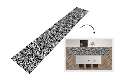 Keukenloper - Loper keuken - Patroon - Abstract - Zwart Wit - 300x50 cm - Keukenloper vinyl
