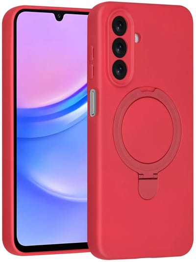 Backcover Hoesje Geschikt voor: Samsung Galaxy A17 5G & Samsung Galaxy A26 Volledig Dekkende Schokbestendige Siliconen Backcover met Ringstandaard – 360° Bescherming - Cherry Red