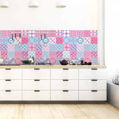 Zelfklevende muurtegelstickers voor keuken en badkamer - 30 Scandinavische cementtegelstickers - Ivoor - 30 stickers 20x20cm