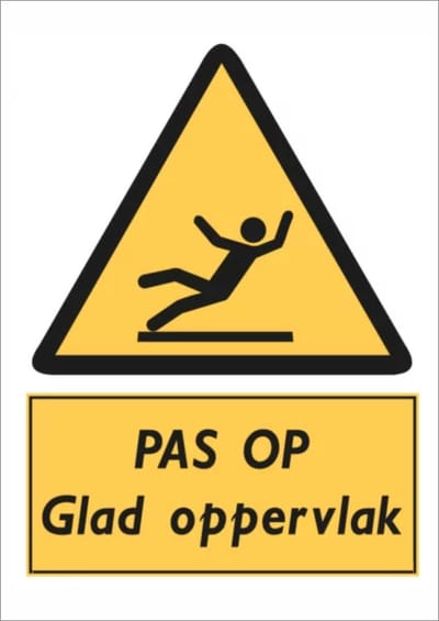 Pas op glad oppervlak - sticker - A3