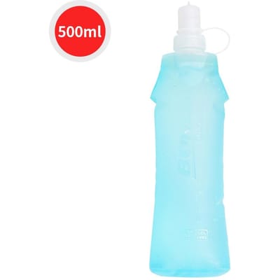 Waterfles TPU Opvouwbare zachte fles Sport Waterfles Waterzak Opvouwbare drinkfles Waterzak Hardlopen Kamperen Wandelen 500ML blauw