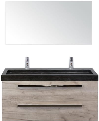 Seville Badmeubelset 120 cm - 2 Laden Craft Oak - Wastafel Lucca Enkel met Spiegel