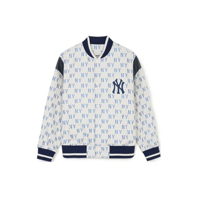 MLB SS24 New York Yankees All Over Letter Logo Kleurblok Knopen Baseball Jersey Uniseks jersey Crème 3AJPM0141-50CRS S gray