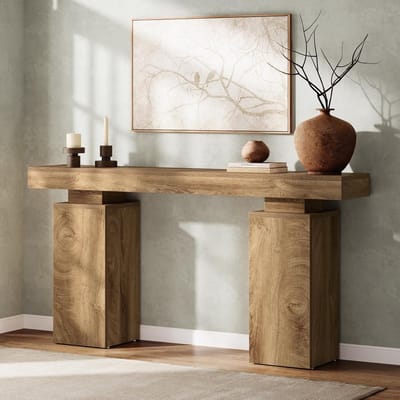 Tribesigns Lange Consoletafel - Houten Haltafel met Plank - Bruin - 160 x 30 x 85 cm - Console Tafel voor Hal, Woonkamer, Entree