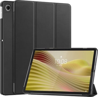 Hoes - Geschikt voor Lenovo Tab 10.1 inch - Dun & Stevig - Trifold Bookcase - Hard Cover - Hardcover Book Case - Tablet Hoesje - Zwart