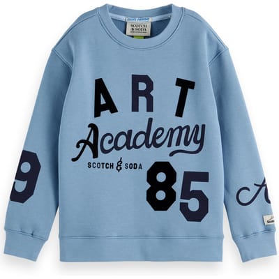 Scotch & Soda Boy Loose-fit Placed Artwork Sweatshirt Faded Denim Taglia: 4 | Maglioni Outlet | kids | Blu
