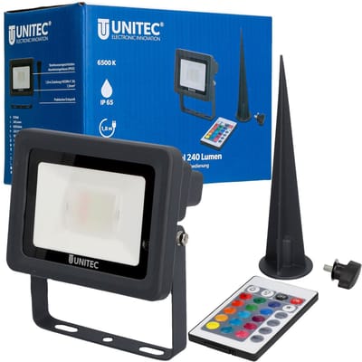 Unitec LED buitenlamp kleurrijk tuinlamp spot grondspies outdoor IP65 afstandsbediening