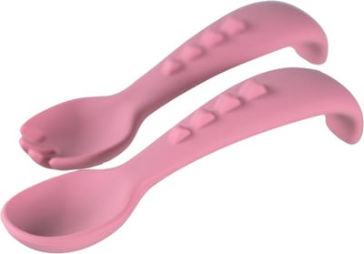 Sproudsy Bestekset Dino – Kinderbestek – Kinderservies - Baby – Hot Pink