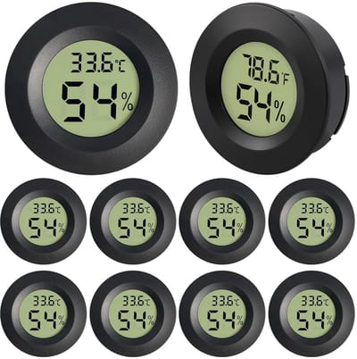 10x Digitale Mini Hygrometer Thermometer Zwart voor Binnen en Kas