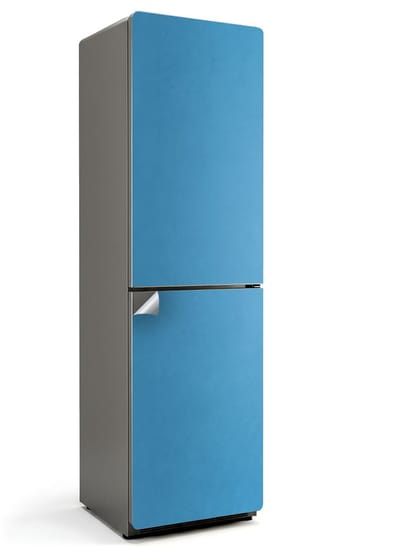 Wallfluent Koelkaststickers - Blauw Koelkast Folie - 60 cm x 205 cm - Blauw Koelkaststickers - Zelfklevende Koelkaststicker - Koelkast Versiering - Koelkast Wrap - Koelkast Makeover