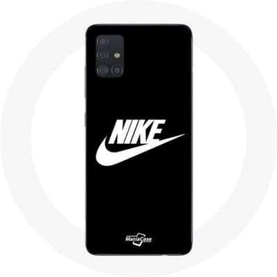 Coque Samsung Galaxy A51 Nike Logo blanc fond Noir