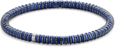 Frank 1967 7FB-0450 natuurstenen armband - Heren - stretch - blauw / zwart