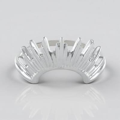 Cavill - Zilveren Ring - 925 Sterlingzilver met Platina Afwerking - Brede Ring - Modern Strak Waaierpatroon - Stijlvolle Ring Dames & Heren