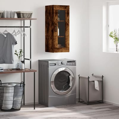 vidaXL - Wandkast - 34,5x34x90 - cm - gerookt - eikenkleurig