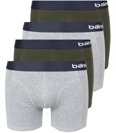 Apollo bamboo heren boxershorts - maat M - 4-pack - grijs/army