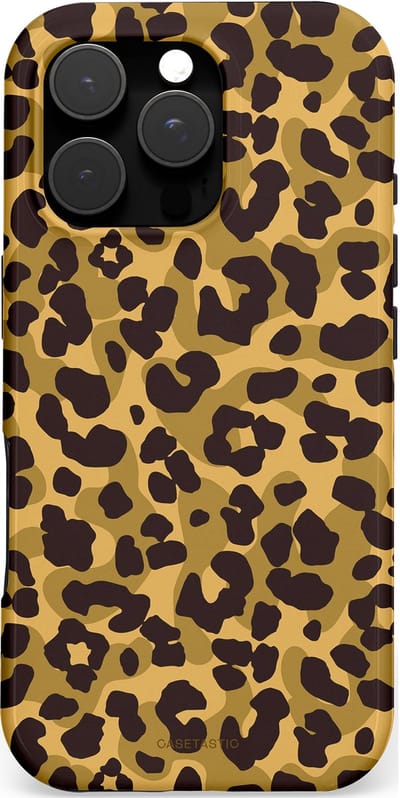 Casetastic hoesje geschikt voor Apple iPhone 16 Pro - MagSafe - Dubbellaagse bescherming - Jungle Panter - Fashion Case - Zwart Crème Beige