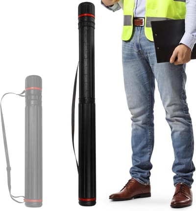 KZQ Telescopische posterbuis - Uitschuifbaar van 45 cm tot 73,5 cm - Water- en lichtdichte opbergbuis - Beschermende reisopbergdoos voor architecten - Geschikt voor kunstwerken, documenten, bouwtekeningen en kaarten