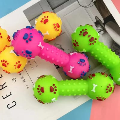 Huisdier Bijtspeelgoed Massief PVC Pootafdruk Print Halter Kauwen Interactief Piepje Speelgeluid Tandenpoetsen Niet-Giftig Huisdieren Honden pink