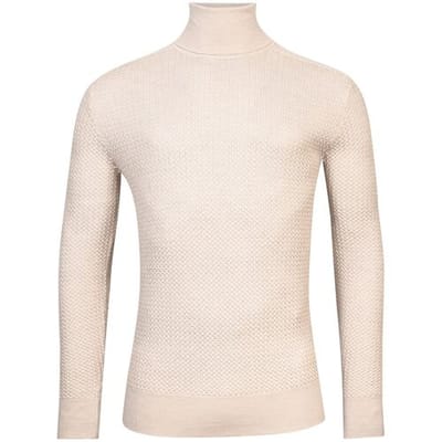 Thomas Maine Trui Merino Col Allover Structure Knit Natural / male
