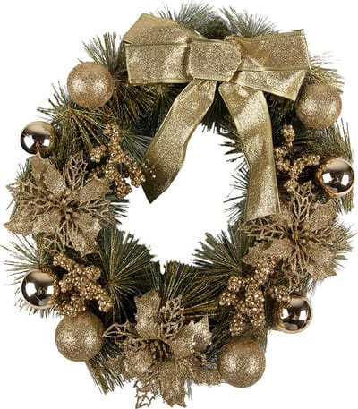 Clayre & Eef Kerstkrans Ø 40 cm Goudkleurig Kunststof