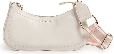 Ted Baker Leren schoudertas Laarna Webbing Leather Shoulder Bag Ivory crème