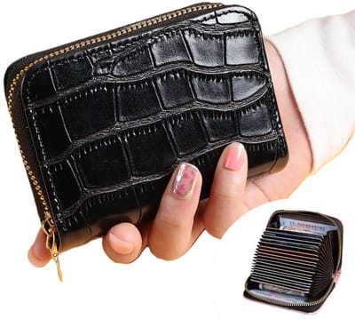Luxe Pasjeshouder Met Krokodillenleer Patroon I Creditcardhouder I Met Geldvak I Pasjes Houder I Wallet I PU Leer I Portemonnee I Zwart