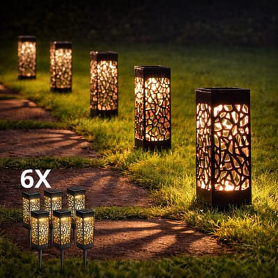 Felence Solar LED Tuinlampen- Voordeelset van 6 stuks - 3000K Warm Wit - Multifunctioneel Tafel of Priklamp - Zonne-energie