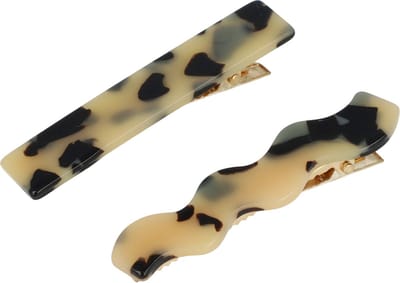 Haarsoires Haarspeld Duckklemmen 6,5cm – Recht & Wave Marmerprint – Zwart Beige – Set van 2 - Haarclip - Haarklem - Makkelijk in Gebruik - Sterke Haarclip voor Styling & Dagelijks Gebruik - Hair Clip - Decoratieve Haaraccessoire