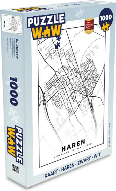 Puzzel Kaart - Haren - Zwart - Wit - Legpuzzel - Puzzel 1000 stukjes volwassenen