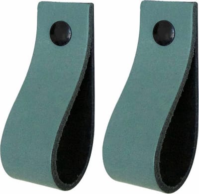 2x Leren handgrepen 'de lus' XS - VAALGROEN (12,6 x 2,5 cm) - incl. 3 kleuren schroefjes (handgreepjes - leren grepen - greepjes - leren lusjes)