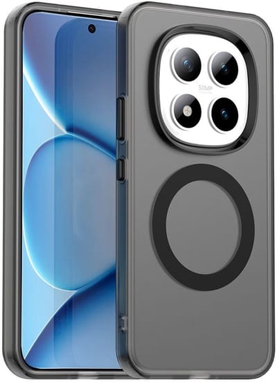 MagSafe Compatibel Backcover Hoesje Geschikt voor Xiaomi Redmi Note 15 Pro - Zwart & Semi-Transparant Design - Stijlvol & Goede Bescherming