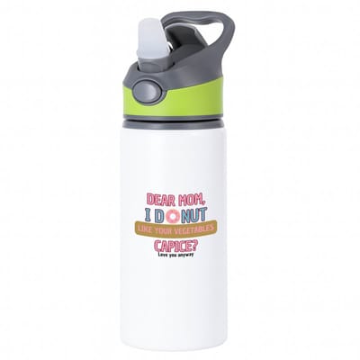 Hacebo® - Dear mom I donut waterfles met rietje groen - Moeder - mama - verjaardagscadeau - verjaardag - cadeau voor mama - cadeau - kado - geschenk - gift - mama artikelen - moederdag - water fles - 650ML