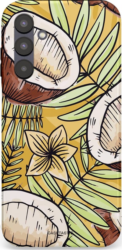 Casetastic Hoesje Geschikt voor Samsung A25 - Stijlvolle Beschermende Duo-layer Case - Zonnige Kokos Stijl