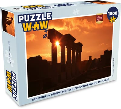 Puzzel Een ruïne in Pompeï met een zonsondergang in Italië - Legpuzzel - Puzzel 1000 stukjes volwassenen