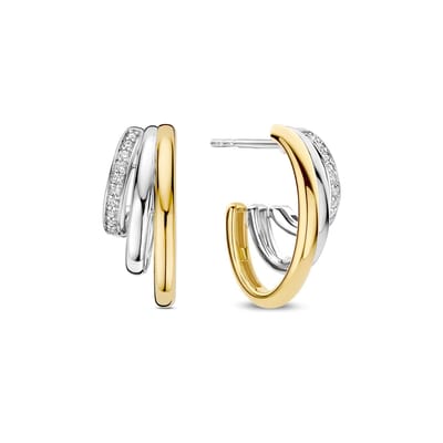 TI SENTO Dames Oorbellen - 925 zilver - Zirkonia met geel verguld - 78068ZY