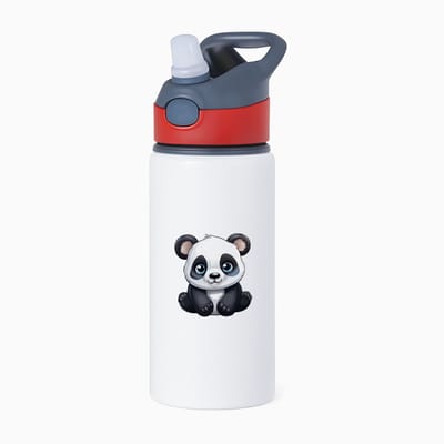 Hacebo® - Pandabeer waterfles met rietje rood - Panda - Dieren liefhebbers - Beren - dierentuin - dieren - water fles - 650ML