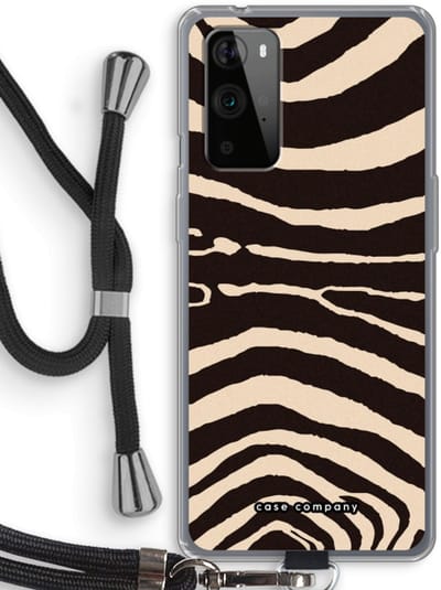 Case Company® - Hoesje met koord geschikt voor OnePlus 9 Pro hoesje met Koord - Arizona Zebra - Telefoonhoesje met Zwart Koord - Bescherming aan alle Kanten en Over de Schermrand