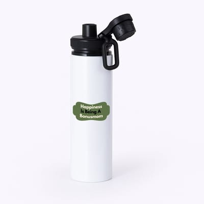 Hacebo® - happiness is being a bonusmom waterfles met draaidop zwart - Mama - de liefste bonusmoeder - Moeder cadeautjes - moederdag - verjaardag - geschenk - kado - water fles - 850ML