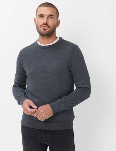 Brax Heren Trui  Style RICK cement, donkergrijs, maat M